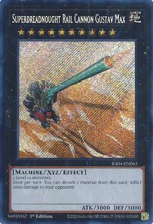Superdreadnought Rail Cannon Gustav Max RA04-EN063 Quarter Century Stampede 1st Edition Secret Rare Near Mint  English