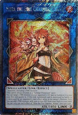 Hiita the Fire Charmer, Ablaze RA04-EN074 Quarter Century Stampede 1st Edition Platinum Secret Rare Near Mint  English