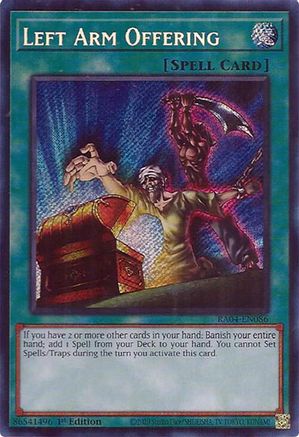 Left Arm Offering (Secret Rare) Quarter Century Stampede RA04-EN086 Near Mint Secret Rare English 1st Edition