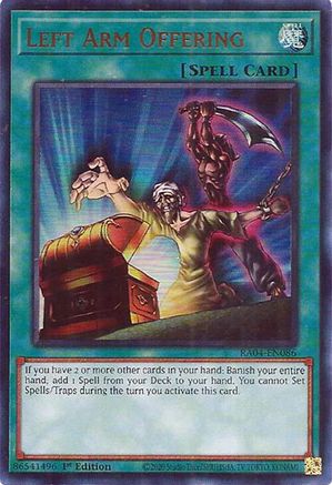 Left Arm Offering (UR) Quarter Century Stampede RA04-EN086 Near Mint Ultra Rare English 1st Edition
