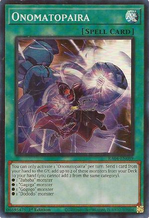 Onomatopaira Quarter Century Stampede RA04-EN089 Near Mint Super Rare English 1st Edition