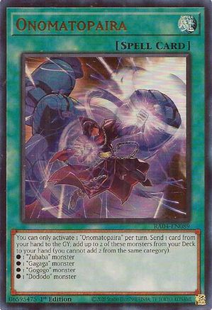 Onomatopaira (UR) Quarter Century Stampede RA04-EN089 Near Mint Ultra Rare English 1st Edition