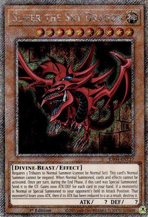 Slifer the Sky Dragon RA04-EN117 Quarter Century Stampede 1st Edition Platinum Secret Rare Near Mint  English