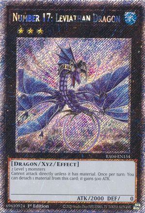 Number 17: Leviathan Dragon (Platinum Secret Rare) Quarter Century Stampede RA04-EN154 Near Mint Platinum Secret Rare English 1st Edition