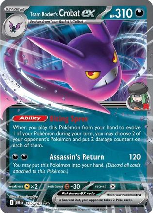 Team Rocket's Crobat ex - 122/182 SV10: Destined Rivals 122/182 Near Mint Double Rare English Holofoil