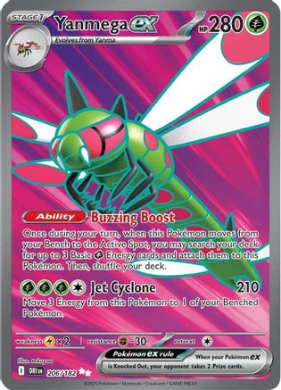 Yanmega ex - 206/182 SV10: Destined Rivals 206/182 Near Mint Ultra Rare English Holofoil