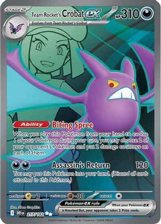 Team Rocket's Crobat ex - 217/182 SV10: Destined Rivals 217/182 Near Mint Ultra Rare English Holofoil