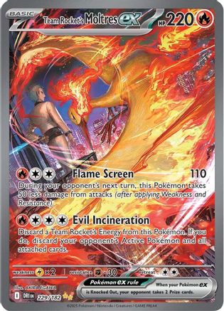 Team Rocket's Moltres ex 229/182 Destined Rivals Special Illustration Rare Near Mint  English