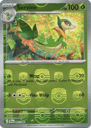 Servine (Master Ball Pattern) 002/086 Black Bolt Holo Common Near Mint  English