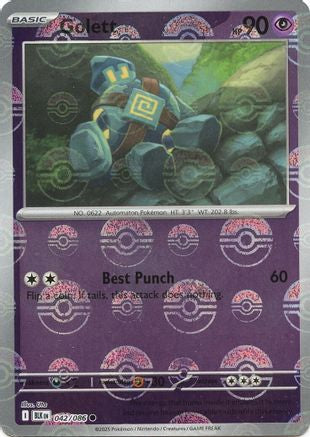 Golett (Poke Ball) 042/086 Black Bolt Reverse Holo Near Mint  English