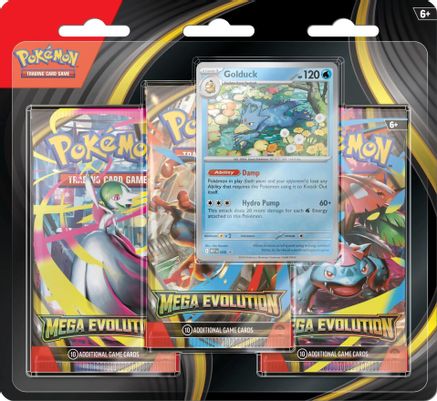 1 Mega Evolution 3 Pack Blister (Golduck)  Mega Evolution Base Set Sealed English