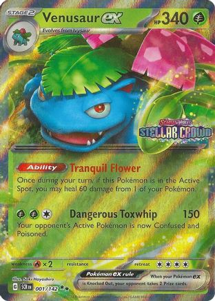 Venusaur ex (Stellar Crown Stamp) 001/142 Stellar Crown Double Rare (RR) Near Mint  English