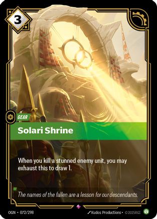 Solari Shrine 072/298 Riftbound Origins Rare Near Mint  English