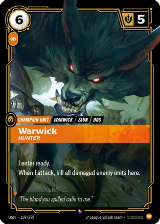 Warwick - Hunter 159/298 Riftbound Origins Rare Near Mint  English