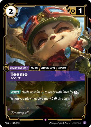 Teemo - Scout 197/298 Riftbound Origins Rare Near Mint  English