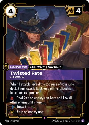 Twisted Fate - Gambler 200/298 Riftbound Origins Rare Near Mint  English
