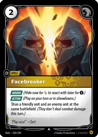 Facebreaker 220/298 Riftbound Origins Uncommon Foil Near Mint  English