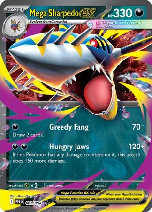 Mega Sharpedo ex 061/094 Phantasmal Flames Double Rare (RR) Near Mint  English