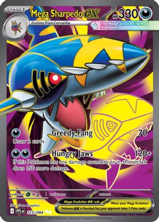 Mega Sharpedo ex 113/094 Phantasmal Flames Ultra Rare Near Mint  English