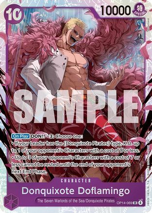 Donquixote Doflamingo OP14-069 The Azure Sea's Seven Super Rare Foil Near Mint  English