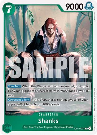 Shanks OP14-027 The Azure Sea's Seven Rare Foil Near Mint  English