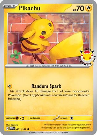 Pikachu (Pokemon Day 2026) 051/162 Temporal Forces Holo Common Near Mint  English