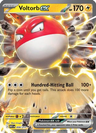 Voltorb ex 058/217 Ascended Heroes Double Rare (RR) Near Mint  English