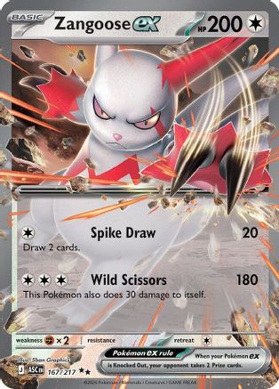 Zangoose ex 167/217 Ascended Heroes Double Rare (RR) Near Mint  English