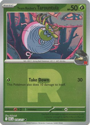 Team Rocket's Tarountula (Team Rocket) 018/217 Ascended Heroes Reverse Holo Near Mint  English