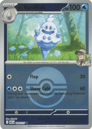 N's Vanillish (Poke Ball) 050/217 Ascended Heroes Reverse Holo Near Mint  English