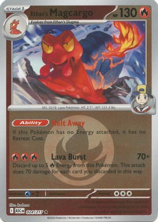 Ethan's Magcargo (Energy Symbol Pattern) 024/217 Ascended Heroes Reverse Holo Near Mint  English
