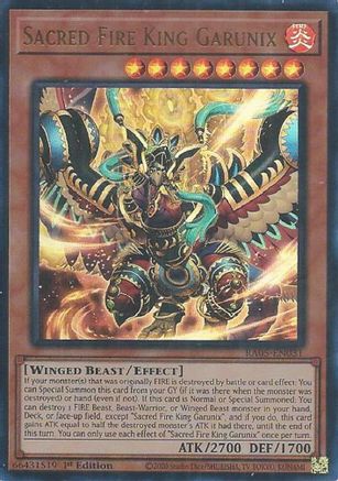 Sacred Fire King Garunix (Ultra Rare) RA05-EN031 Rarity Collection 5 1st Edition Ultra Rare Near Mint  English