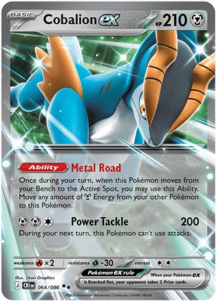 Cobalion ex 064/086 Chaos Rising Double Rare (RR) Near Mint  English