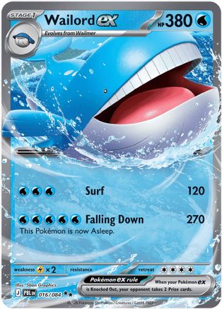 Wailord ex 016/084 Pitch Black Double Rare (RR) Near Mint  English