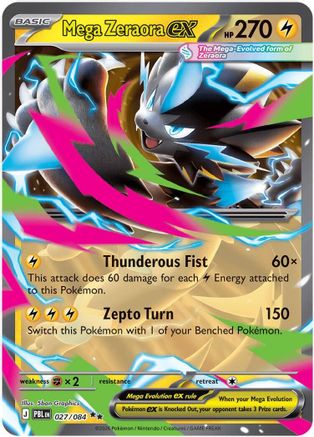 Mega Zeraora ex 027/084 Pitch Black Double Rare (RR) Near Mint  English