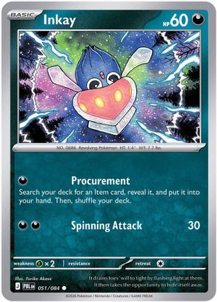 Inkay 051/084 Pitch Black Reverse Holo Near Mint  English