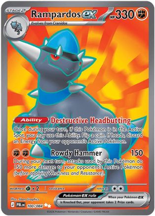 Rampardos ex 100/084 Pitch Black Ultra Rare Near Mint  English