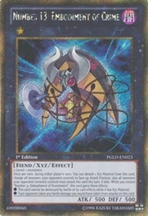 Number 13: Embodiment of Crime Premium Gold PGLD-EN023 Near Mint Secret Rare English 1st Edition