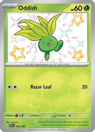 Oddish SV: Paldean Fates 092/091 Near Mint Shiny Rare English Holofoil